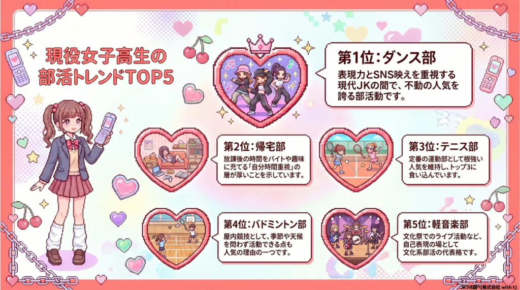 現役女子高生部活トレンドTOP5