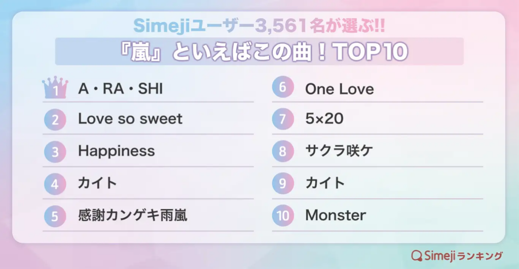 「嵐」といえばこの曲!TOP10