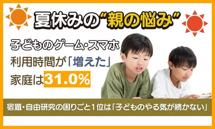 夏休みにゲーム時間が増えた家庭31.0％ 親の心配と子の本音のギャップ