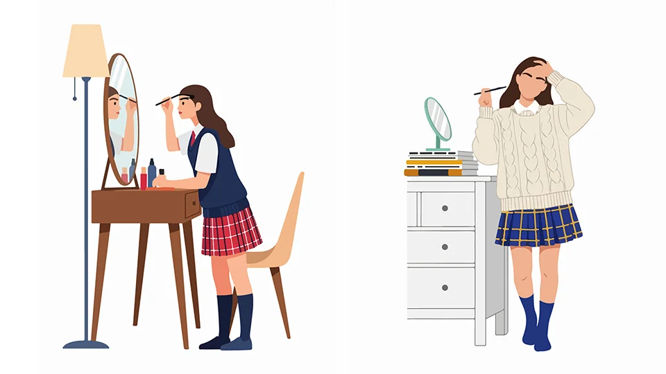 メイクをする女子高生