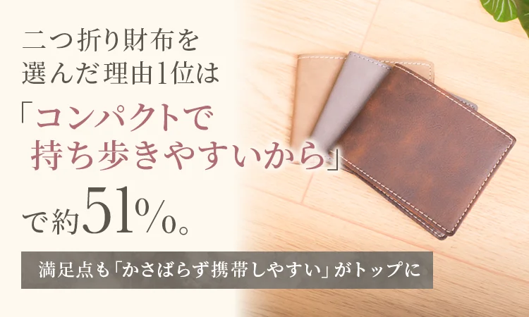 二つ折り財布を選んだ理由1位は「コンパクトで持ち歩きやすいから」で約51%